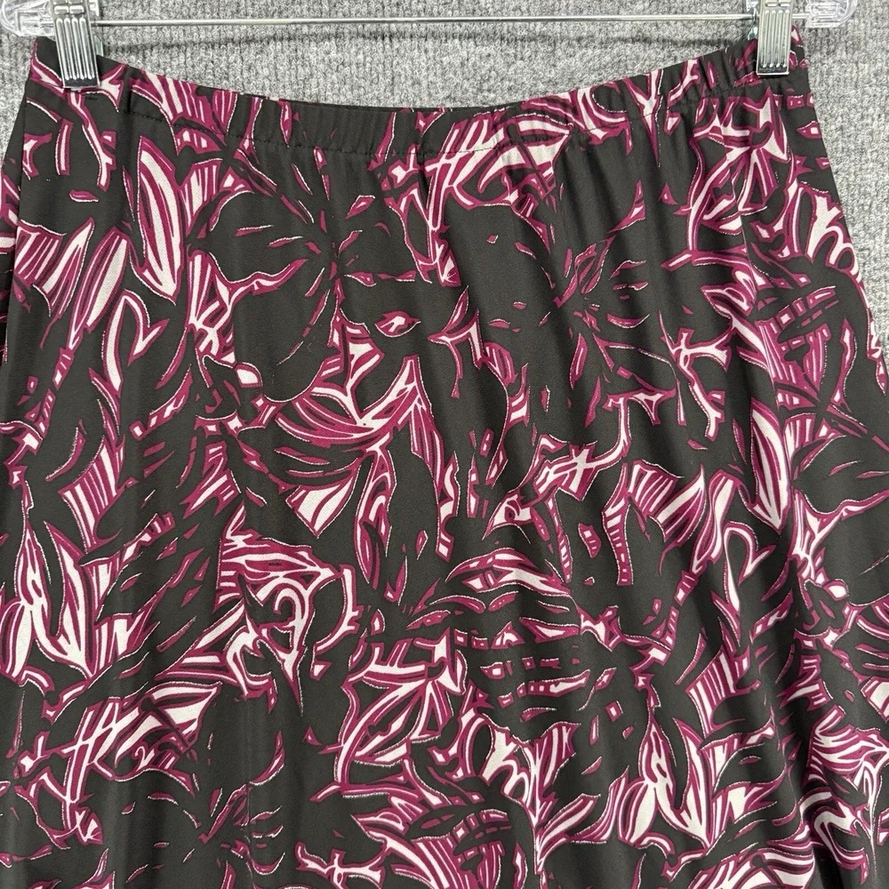 Chicos Skirt Womens‎ L Black Purple Floral Pull On Flowy 90s Fairy Grunge Modest